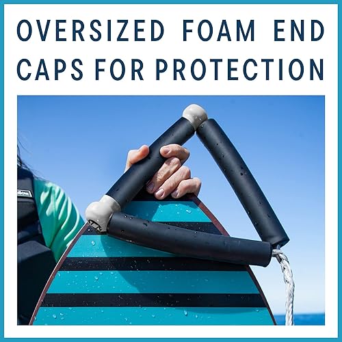 Miniatura 3 de ZUP Cuerda de remolque para rodillera con asas de EVA texturizadas y línea principal ajustable para tablas de deportes acuáticos, rodilleras,