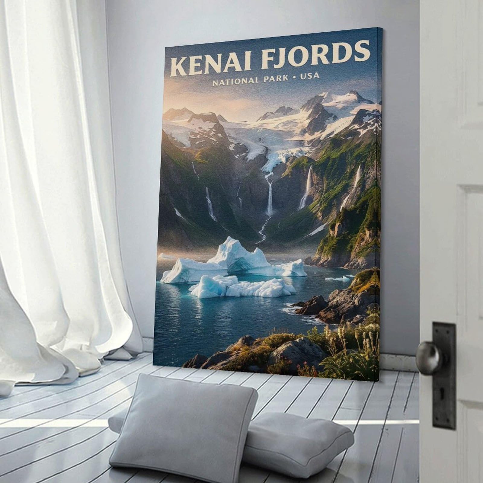 Junmoney Frame-Style-18 Canvas Wall Picture Kenai Fjords National Park (3), 08X12inch(20X30cm), For Office, Study Or Home Workspace, Canvas Wall Decor For Creative Rooms