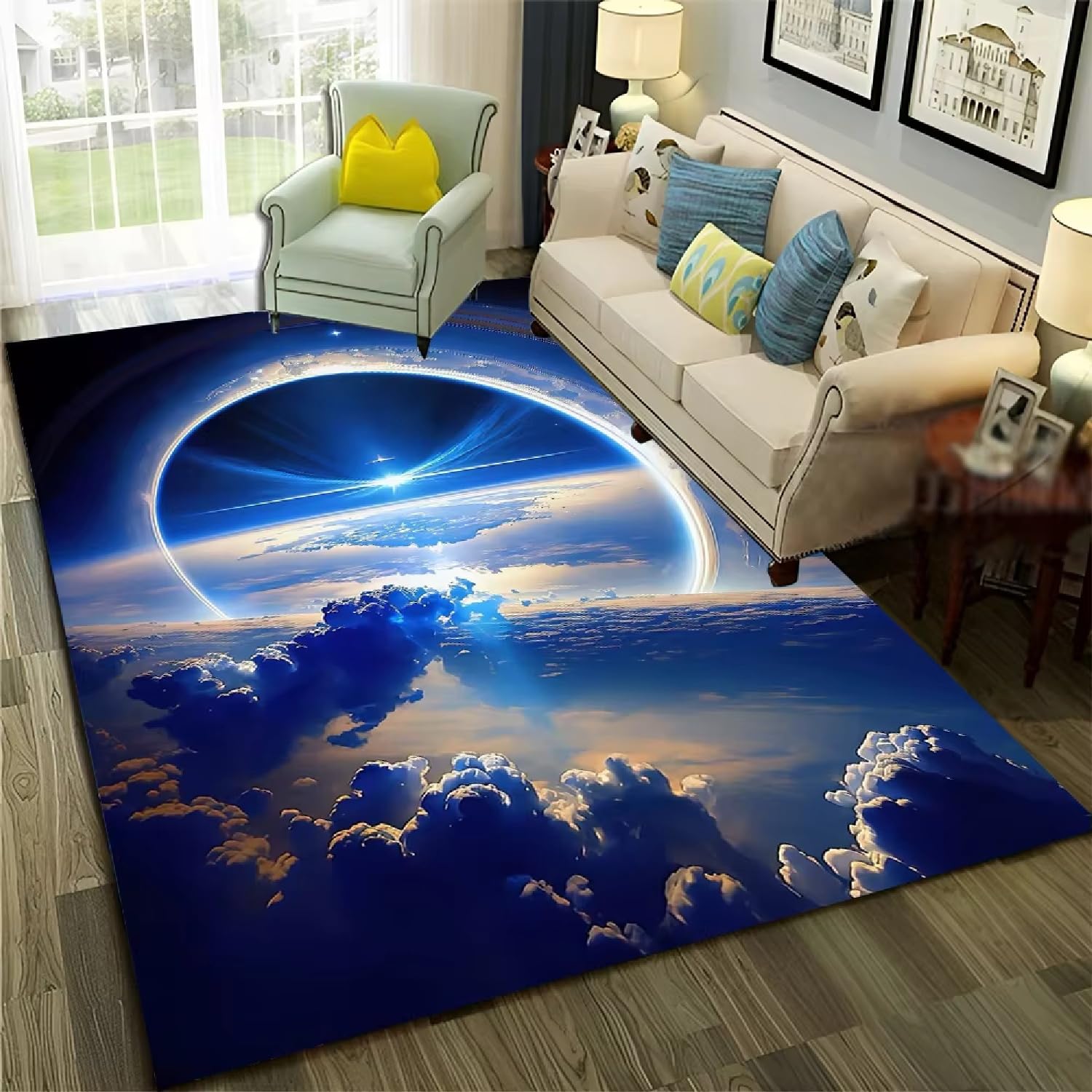 Tapis univers antidérapant et lavable pour chambre d'enfant