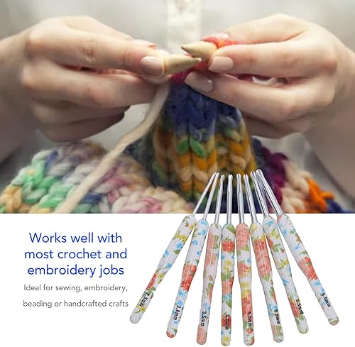Miniatura 5 de Juego de 8 agujas de ganchillo coloridas para ganchillo, ganchos de ganchillo ergonómicos para tejedores para coser (flor pequeña amarilla), 8 piezas