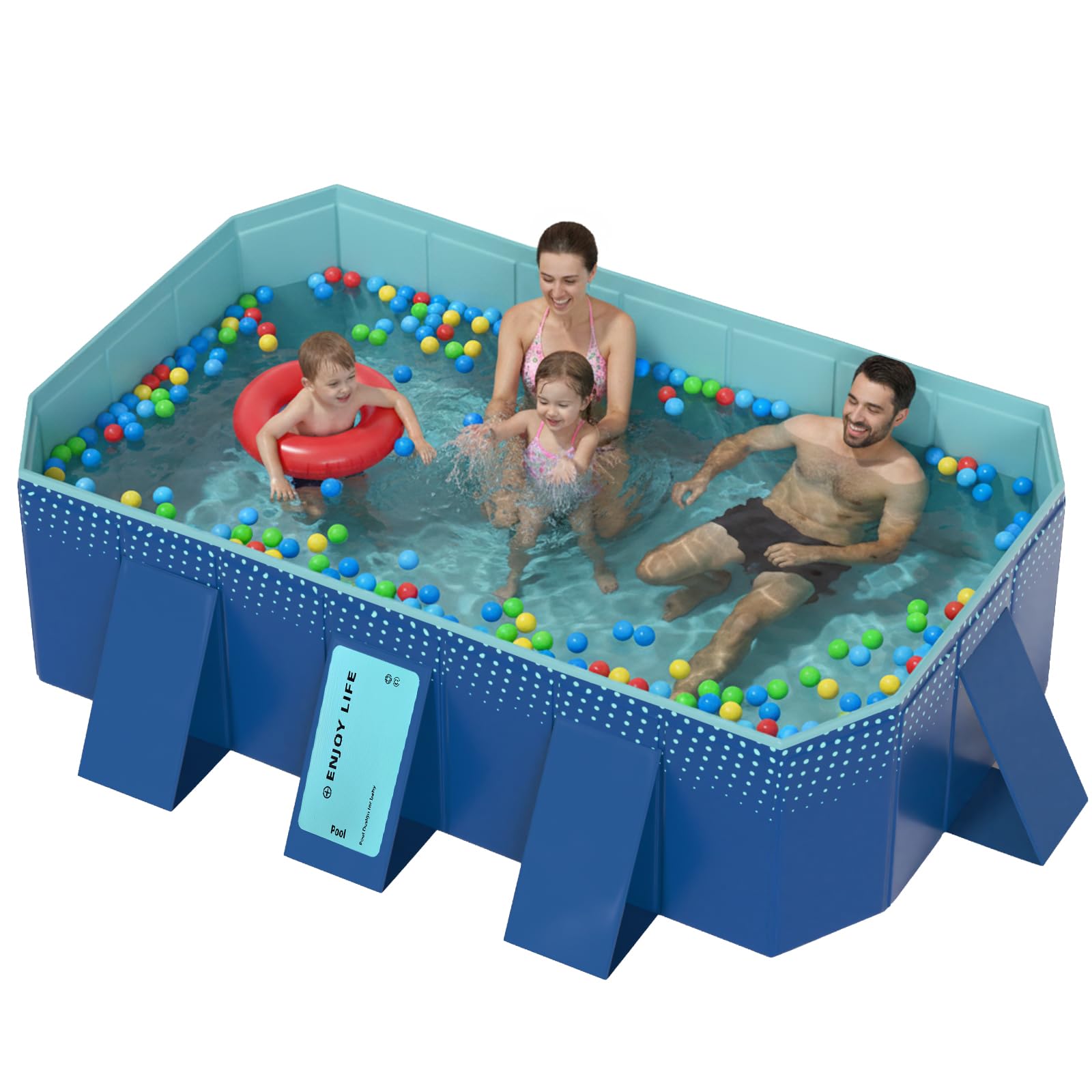 Piscina infantil plegable, piscina infantil, piscina portátil para perros, piscina extraíble, bañera, adecuada para niños, mascotas medianas (260 x 165 x 55 cm)