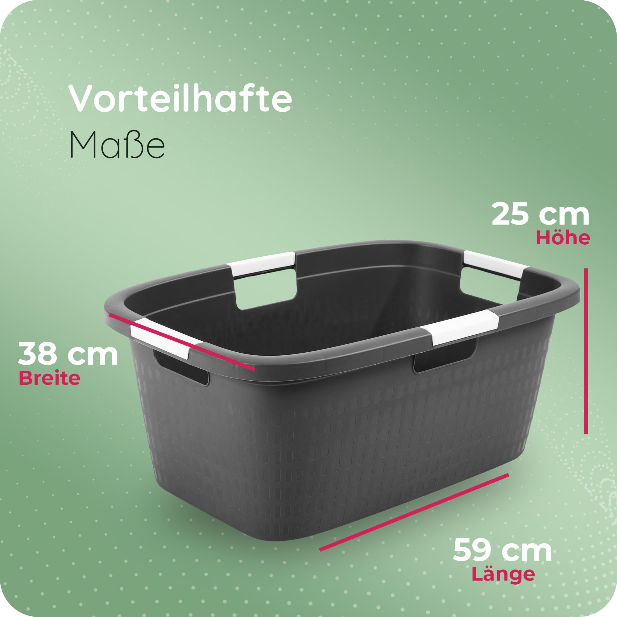 Novaliv 3 Stück Wäschewanne mit 4 Griffen 40L Anthrazit, Wäschebox Set Wäscheeimer Wäschebehälter für Bad Wäsche Schmutzwäsche, Wäschewannen Laundry Basket Haushalt Korb Sammler Box