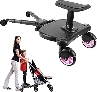 2026 New-Universal Stroller Board with Detachable Seat, 2in1 Sit and Stand Stroller Connectors for Most Strollers, Holds Children Up to 55 LBs Stroller Standing Board(Pink)