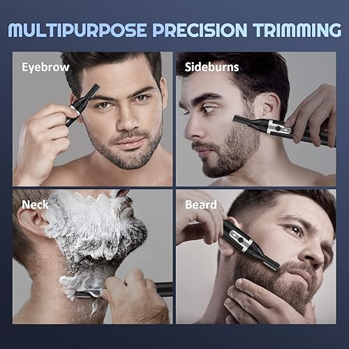 Miniatura 6 de Dapsang Recortadora de cejas eléctrica para hombres, afeitadora de pelo facial recargable, recortadora de detalles sin dolor con cuchilla de