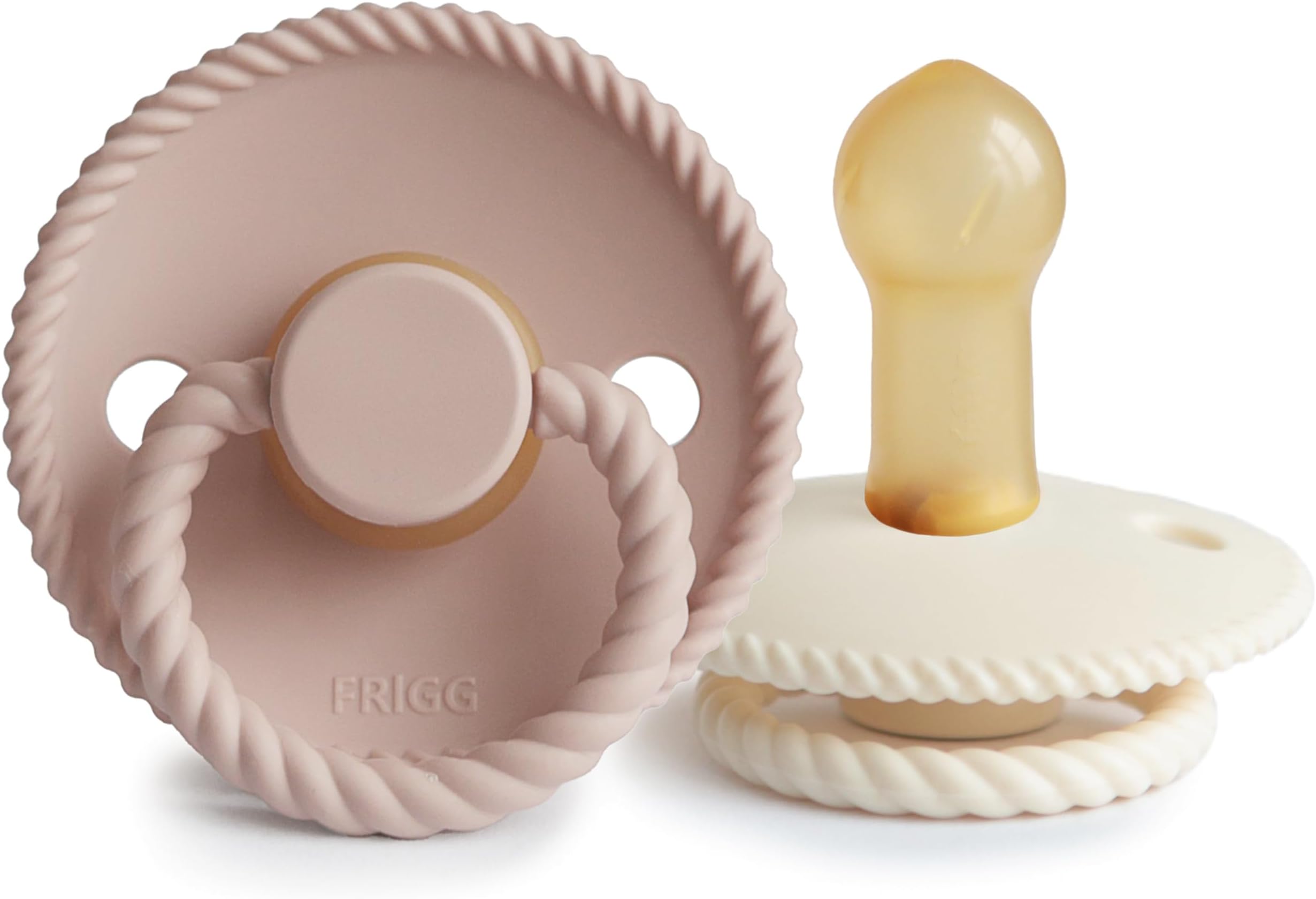 Rope Natural Rubber Baby Pacifier | Made in Denmark | BPA-Free (Blush/Cream, 6-18 Months)