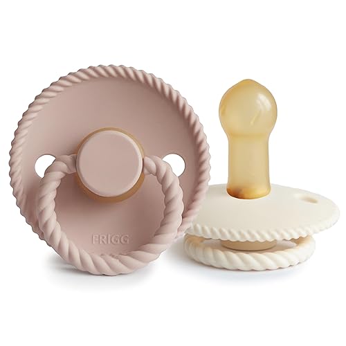 FRIGG Rope - Chupete de goma natural para bebé, fabricado en Dinamarca, sin BPA (ruborcrema, 6-18 meses)