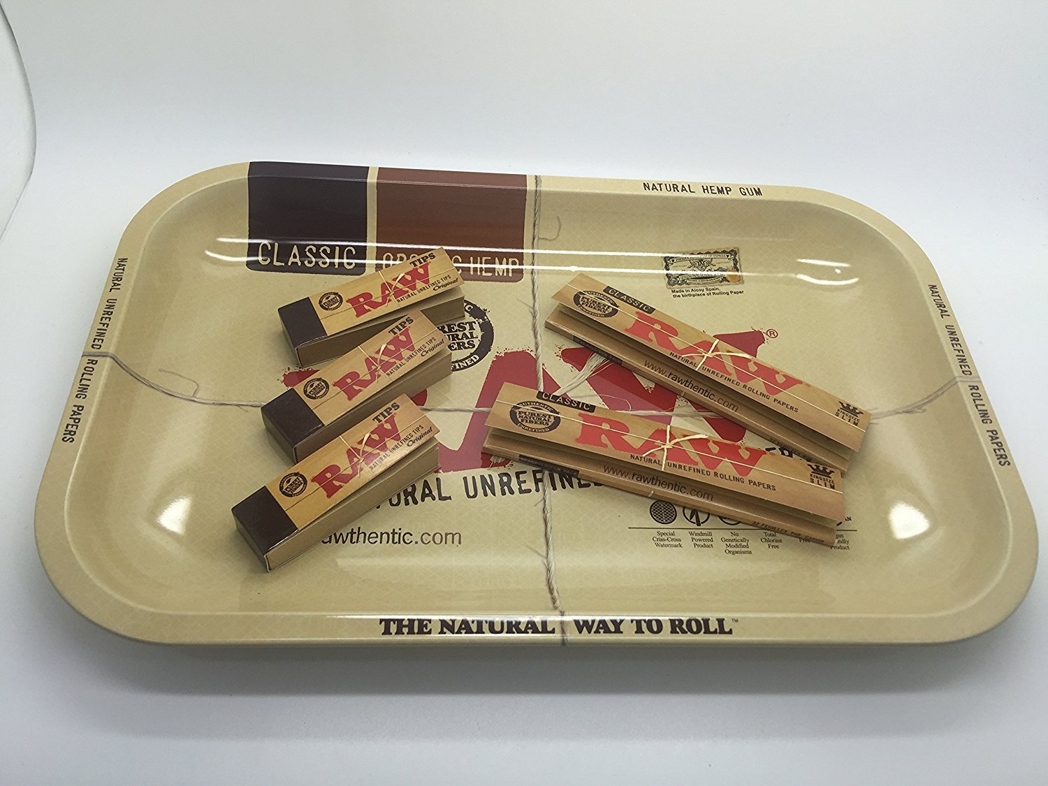 Raw Medium Tray with Raw Rizla And Raw Roach Smoking Bundle Pack Deal BY STYLEX (MED TRAY, 2 CLASSIC RIZLA, 3 RAW SMALL ROACH)