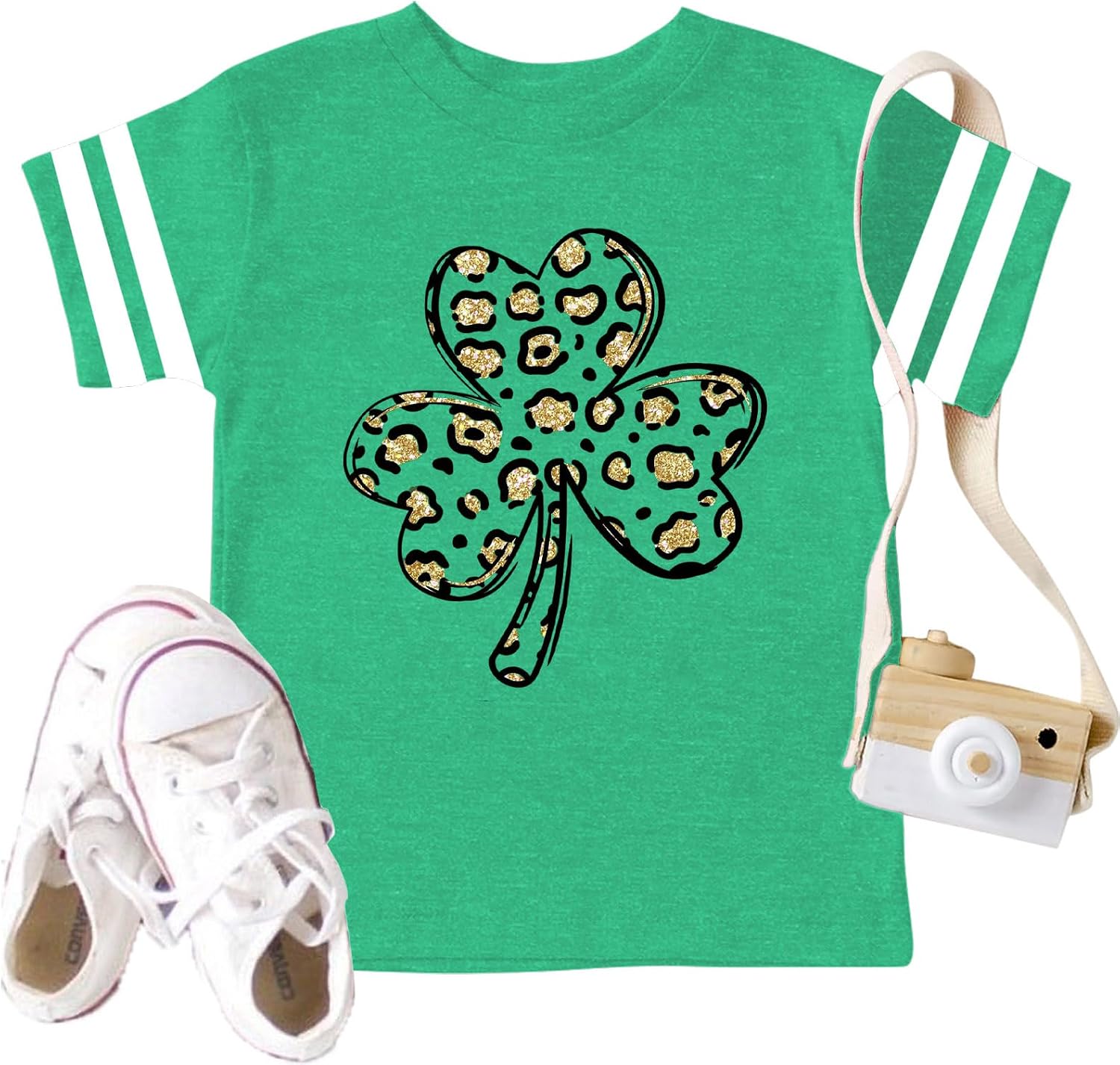 Toddler St. Patrick Day Green Shamrock Shirt Boys Girls Clover Vintage Tee Top Four Leaf Causal Short Sleeve Tops