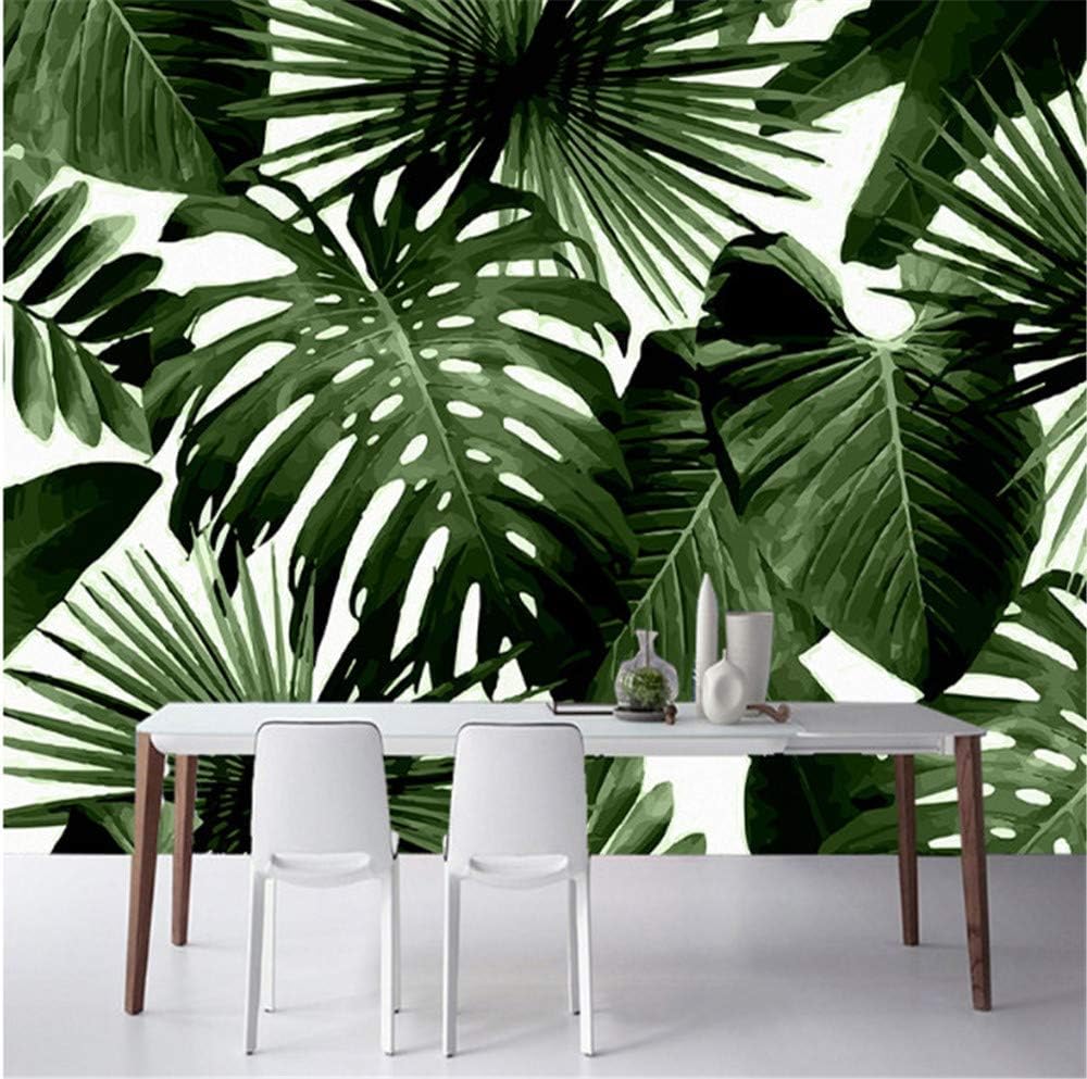 Photo Wallpaper Retro Tropical Rain Forest Palm Banana Leaves 3D Wall Mural Cafe Restaurant Theme Hotel Backdrop Frescoes,200x140 cm (78.7 by 55.1 in)