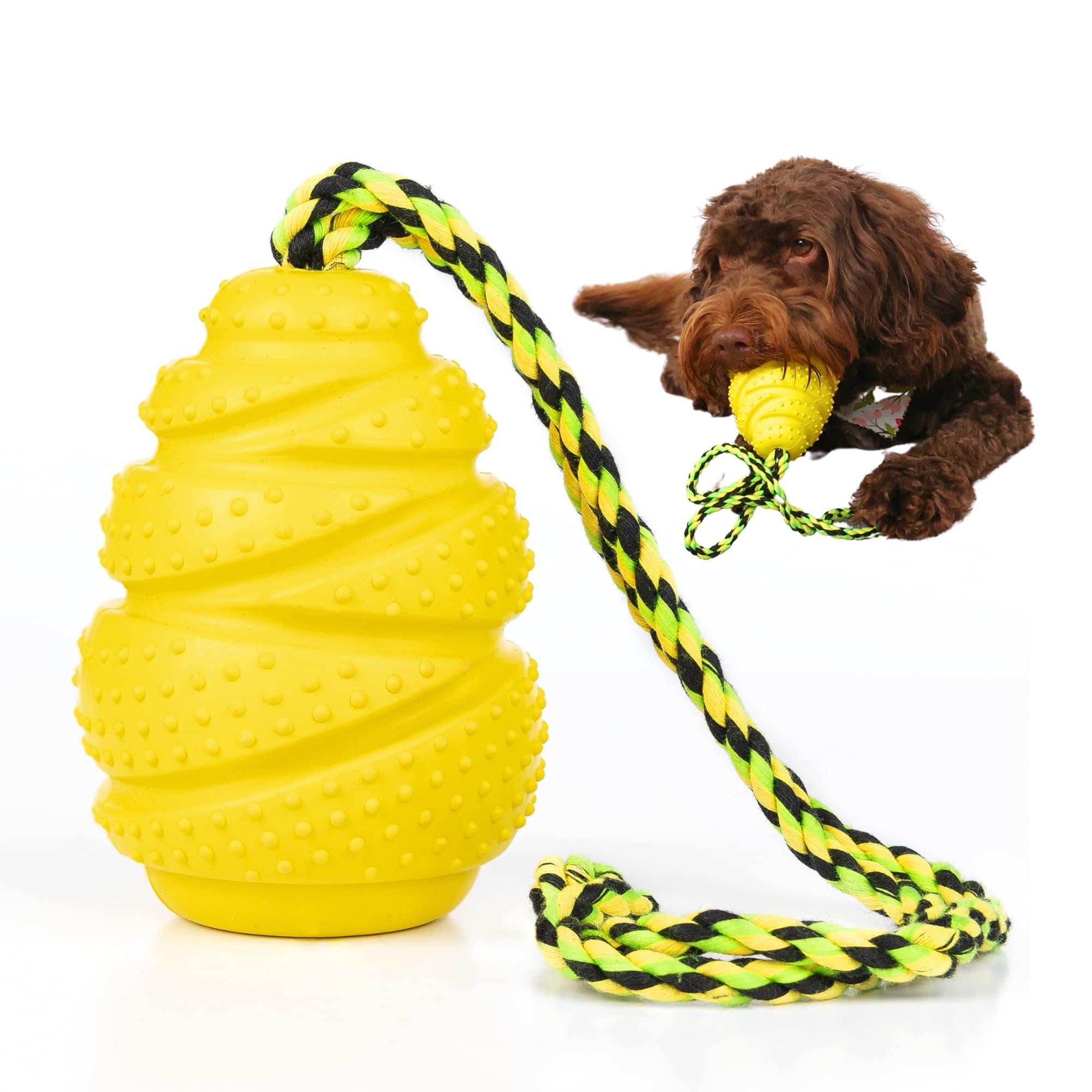 Sponsored Ad – Super Tough Dog Chew Toy with Rope – Durable & Interactive Dental Care Toy for Medium & Large Dogs – Safe for Aggressive Chewers, Yellow