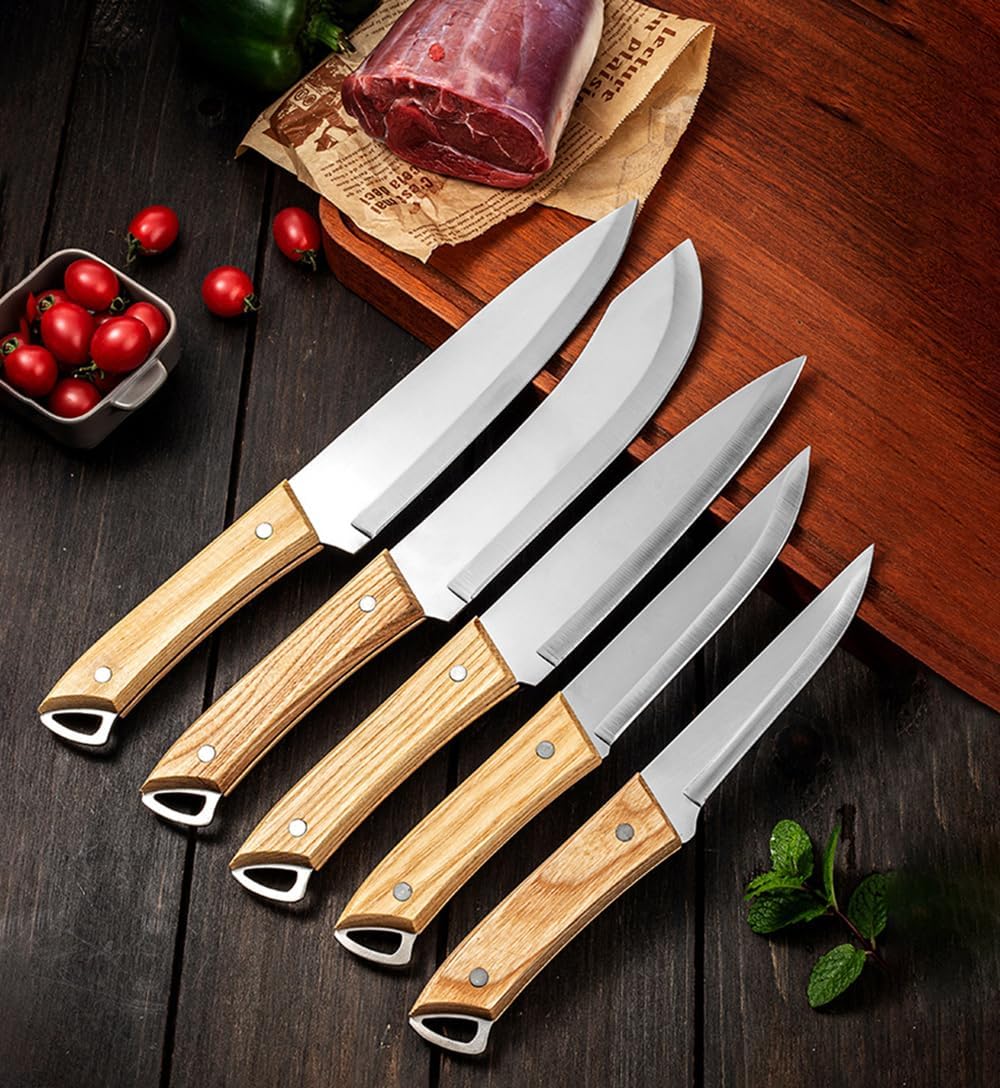 zunsy 7 Inch Wooden Handle Japanese Kitchen Knife Full Tang Peeling Paring Chopping Cutting Vegetable Fruit Meat Cleaver Butcher Knife Heavy Duty(Set of 1) offers donot miss