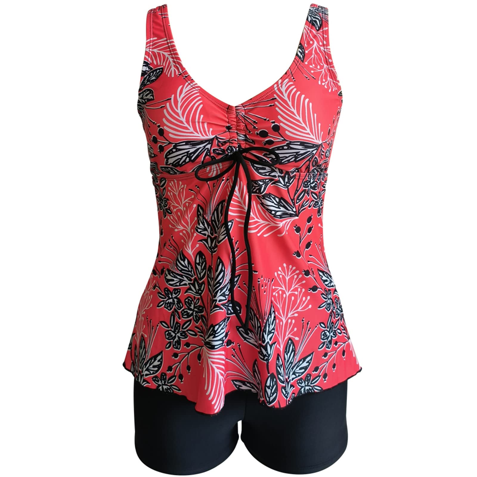 Bikini Damskie Plus Size Tankini Nadrukiem Zestaw Paskami Dwuczęściowy Strój Kąpielowy Kostiumy Kąpielowe Nadruk Push Dwuczęściowa Sukienka Plażowa Stroje