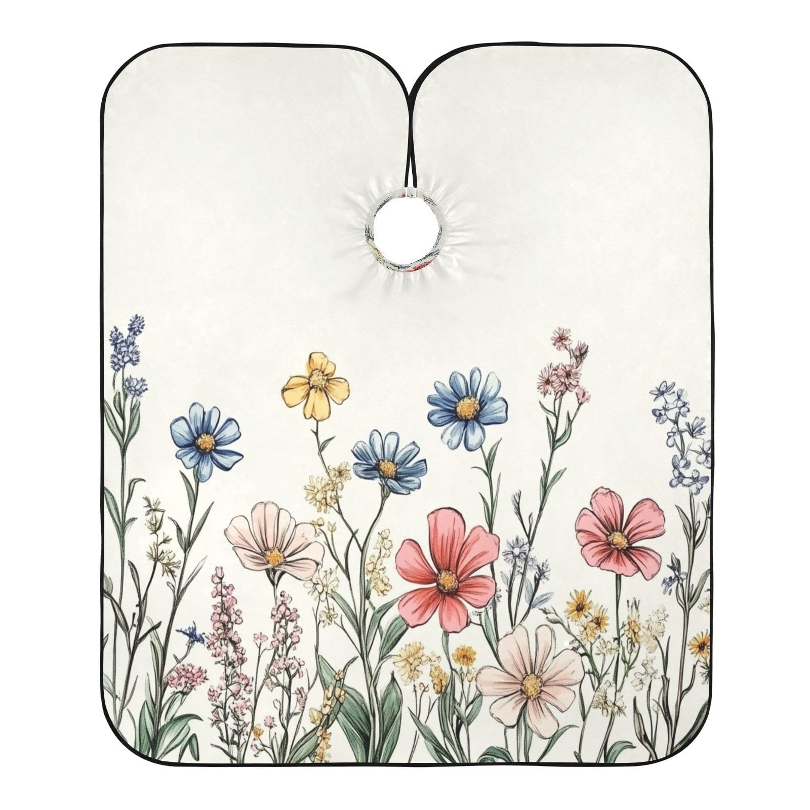 Kigai Hair Cutting Cape for Men & Women Colorful Wildflowers Waterproof Barber Cape Professional Hairdressing Salon Styling Cape with Adjustable Closure Snap