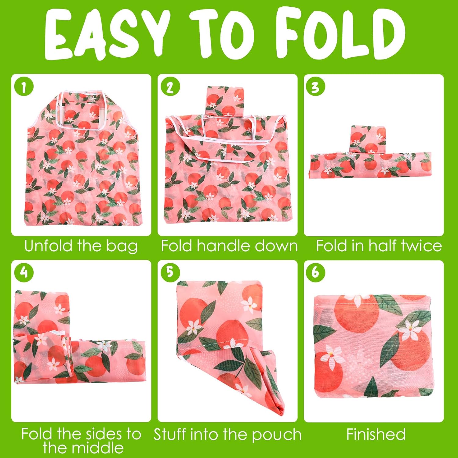 Geyee 40 Pcs Grocery Reusable Shopping Bag Bulk Foldable Kitchen Waterproof Heavy Duty Tote Handle for Gift Party Purse