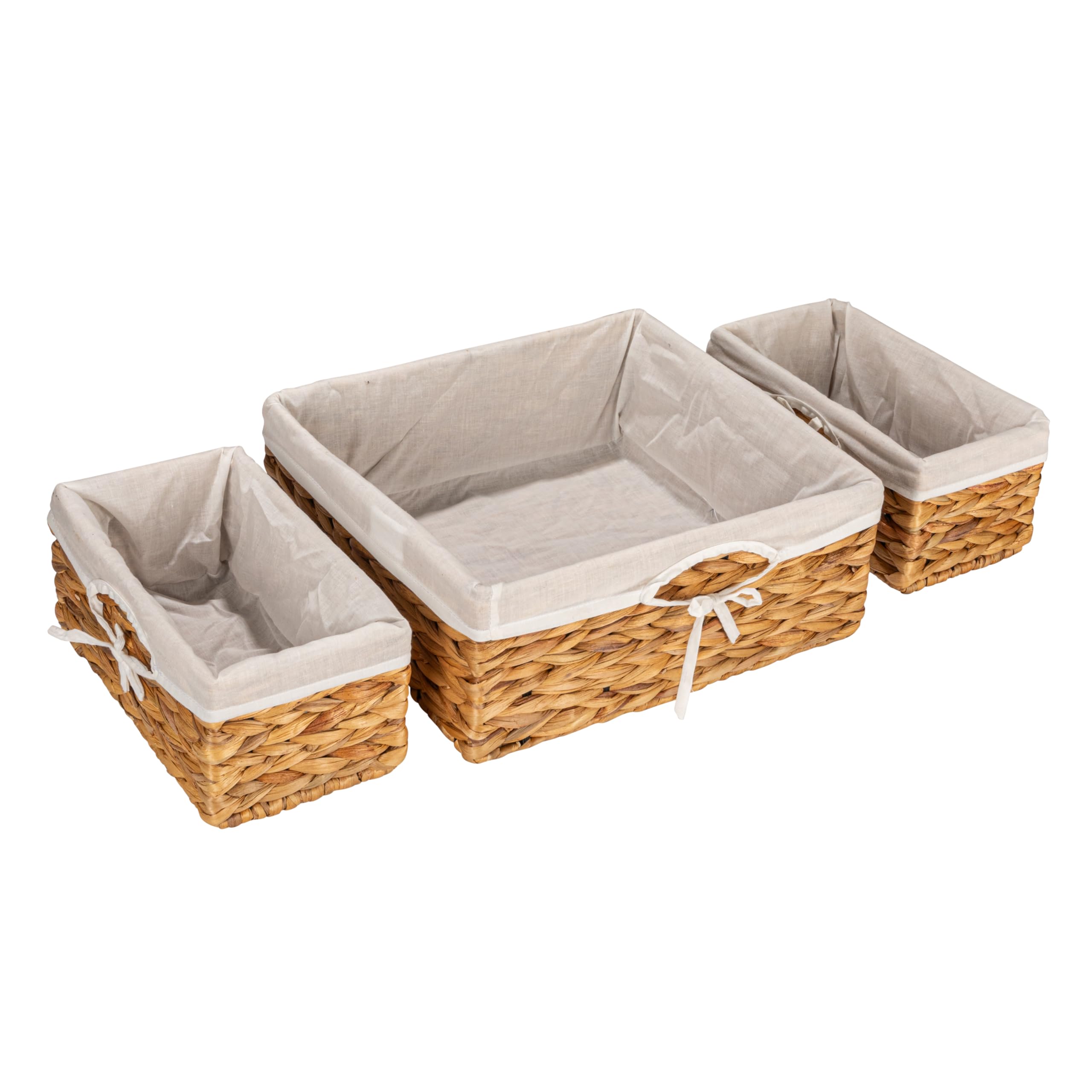 Household Essentials Weidenkorb-Set, 3-teilig, 1 großer und 2 kleiner Korb aus Wasserhyazinthe zur Aufbewahrung und Organisation