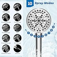 Vista 3 de Hibbent Combo de Cabezal de Ducha de Lluvia con Doble Filtro de 5 Chorros, Cabezal de Ducha de Alta Presión de 13'' con Ducha de Mano de 10 Modos
