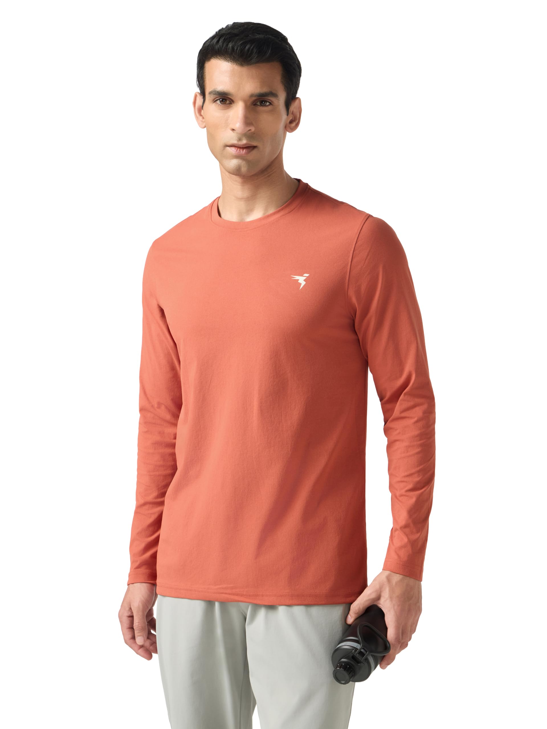 Men's Vintage Indigo Solid Slim Fit Round Neck Sports T-Shirt with COTFLEX-image-5