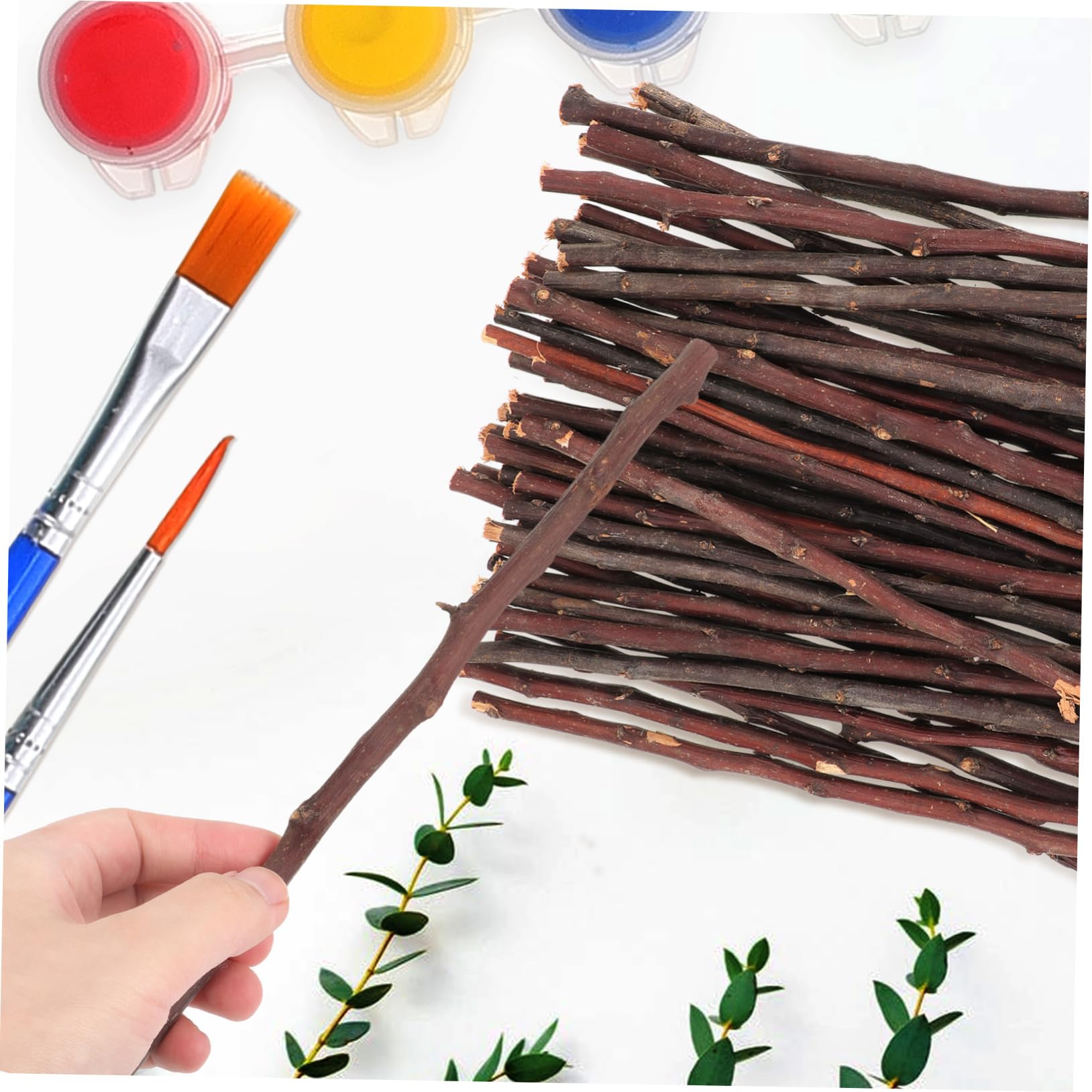Gadpiparty 50 Palitos de Ramitas de Madera Natural, Fáciles de Manejar y Resistentes, Ideales para Manualidades y Proyectos de Bricolaje en Cualquier Estación