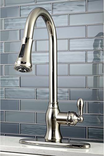 Miniatura 3 de Kingston Brass GSY7778ACL American Classic - Grifo de cocina con rociador extraíble, 8-34 pulgadas en alcance de la boquilla, níquel cepillado