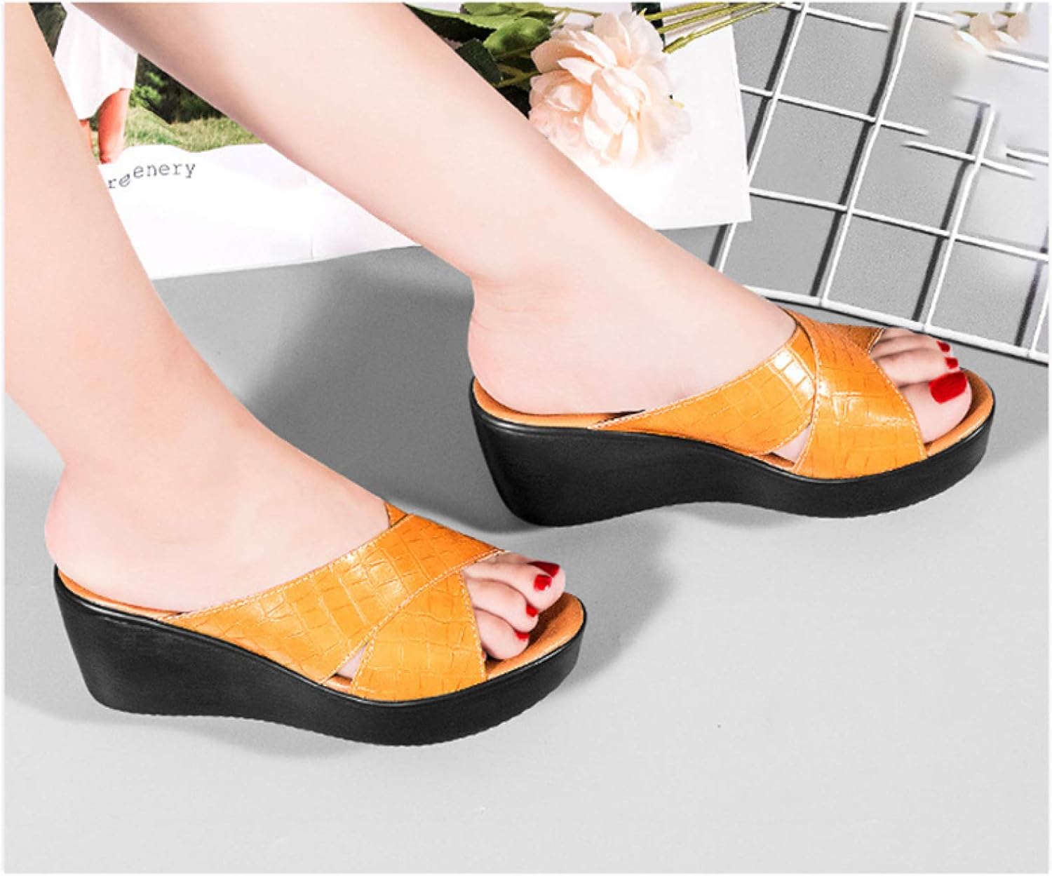 [LECMT] 厚底 サボ サンダル ミュール ウェッジソール レディース オープントゥ ヒール 黒 歩きやすい 痛くない 大きいサ