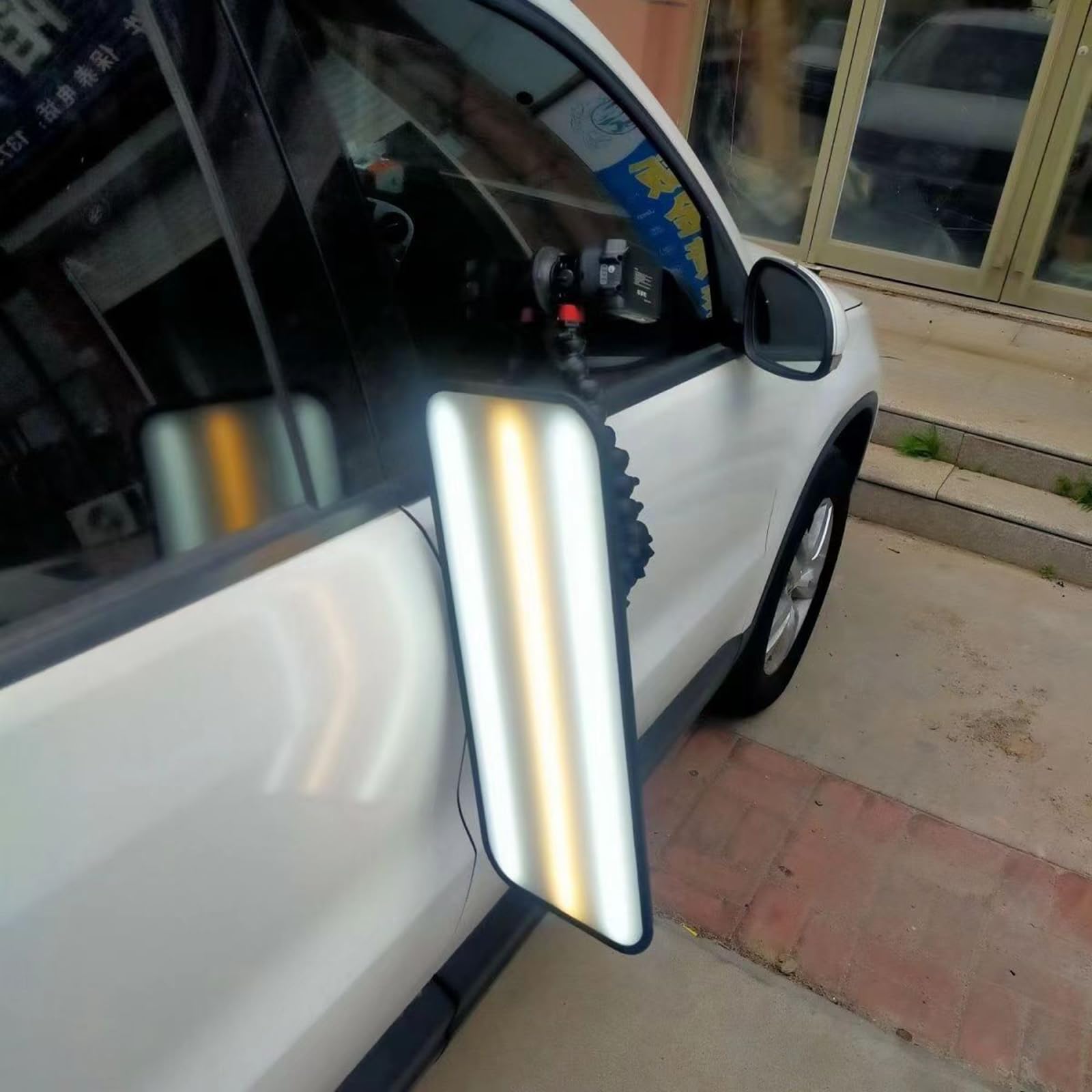 Większy Panel świetlny Car Dent Pdr Light Z Dwoma Akumulatorami 3000 Mah I Stacją Szybkiego ładowania Regulacja 9 Stylów Oświetlenia Bezlakierowe Narzędzie Do Naprawy Wgnieceń(Color:Bez baterii)
