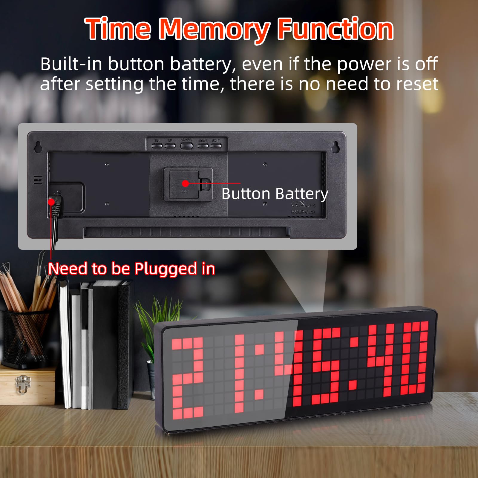Temporizadores para Gimnasio, 13.2" Grande Reloj Temporizador Digital de Pared con Countdown/UP Cronómetro,Brillo Ajustable y Control Remoto para Sala de Estar, Oficina, Cocina, Aula, Gimnasio