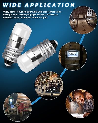 Miniatura 5 de Keiurot 1487 1447 Bombilla LED 1446 1449 E10 Número de casa, luces de dirección 10 V-30 voltios, bombilla de linterna, luz de paisajismo blanca,