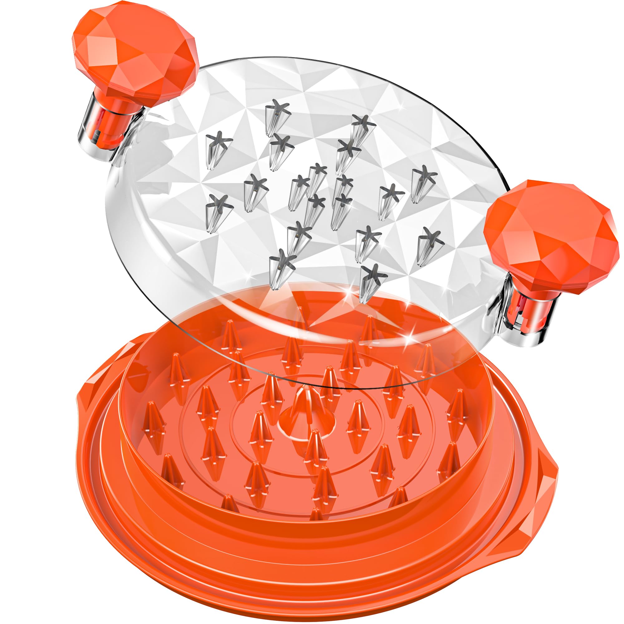 Chicken Shredder Large Chicken Shredder Tool Twist with Brush Ergonomic Handle Meat Shredder Stable Anti-Slip Meat Grinder BPA Free Dishwasher-safe Transparent Lid Orange