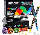 Infiart 120 Couleurs Acryliques, Capacité Triplée, Pointe Pinceau 1–6mm - 1