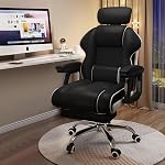Chaise d'ordinateur avec repose-pieds et support Lombaire, chaise de jeu réglable en hauteur avec siège pivotant à 360° et appuie-tête pour bureau ou jeu, rose et blanc