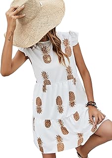 Romwe Women's Plain Short Sleeve Floral Summer Floral Lace Prom Party Shift Dress