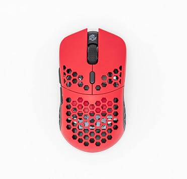 G-Wolves Hati HTS (Small) ACE Wireless Gaming Mouse - PAW3370 Sensor - 50 to 19,000 CPI - 542Gram(1.8 oz) - TTC Golden Color Encoder - Ultra Lightweight Honeycomb Design (Red)