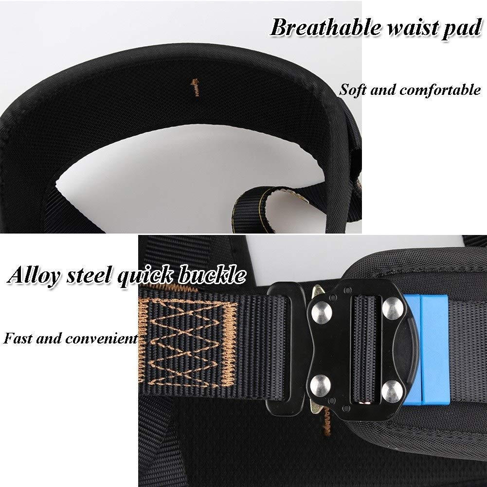 arnés de Seguridad para Trabajos en Altura, Arnés de Escalada Medio Cuerpo, cinturón Seguridad Ajustable, protección contra caídas for Trabajos aéreos, montañismo, Color Negro