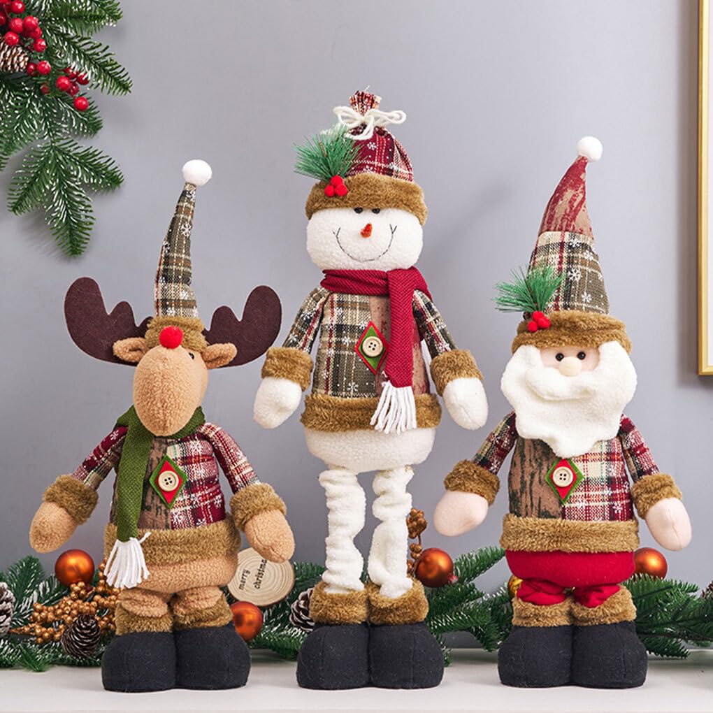 Muñecos de Peluche navideños para decoración Festiva del hogar, Franela de Oficina, Decoraciones navideñas Hechas a Mano, muñecos de pie Redondos, muñeco de Nieve de Navidad