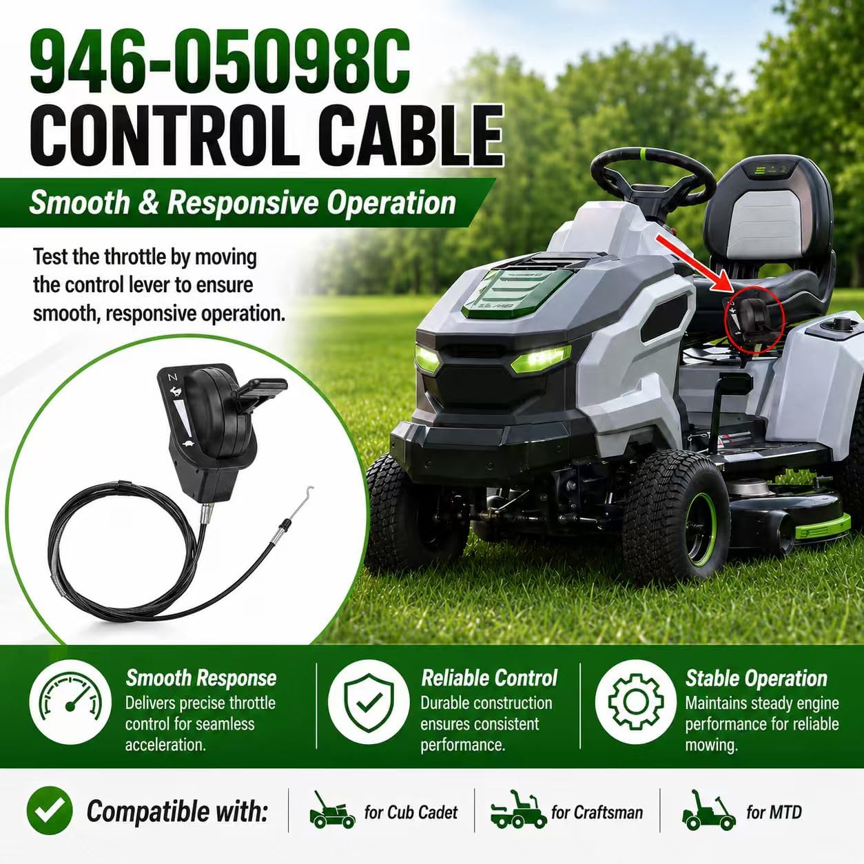 Amazon.com : 946-05098C Throttle Choke Cable Compatible with Cub