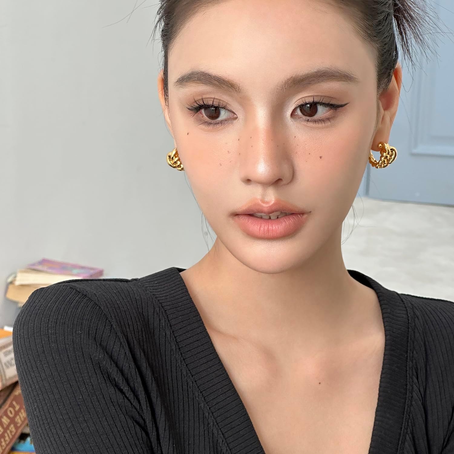 Gold Twisted Hoop Earring for Women 14k Gold Rope Round Hoop Earrings in,White Gold and Yellow Gold - Image 5