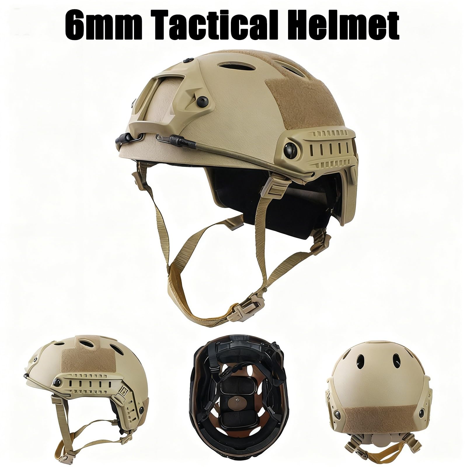 Airborne Helm-Set enthält taktischen Schnellhelm, Gesichtsschutz mit Ohrenschützern und Schienenmontage-Brille