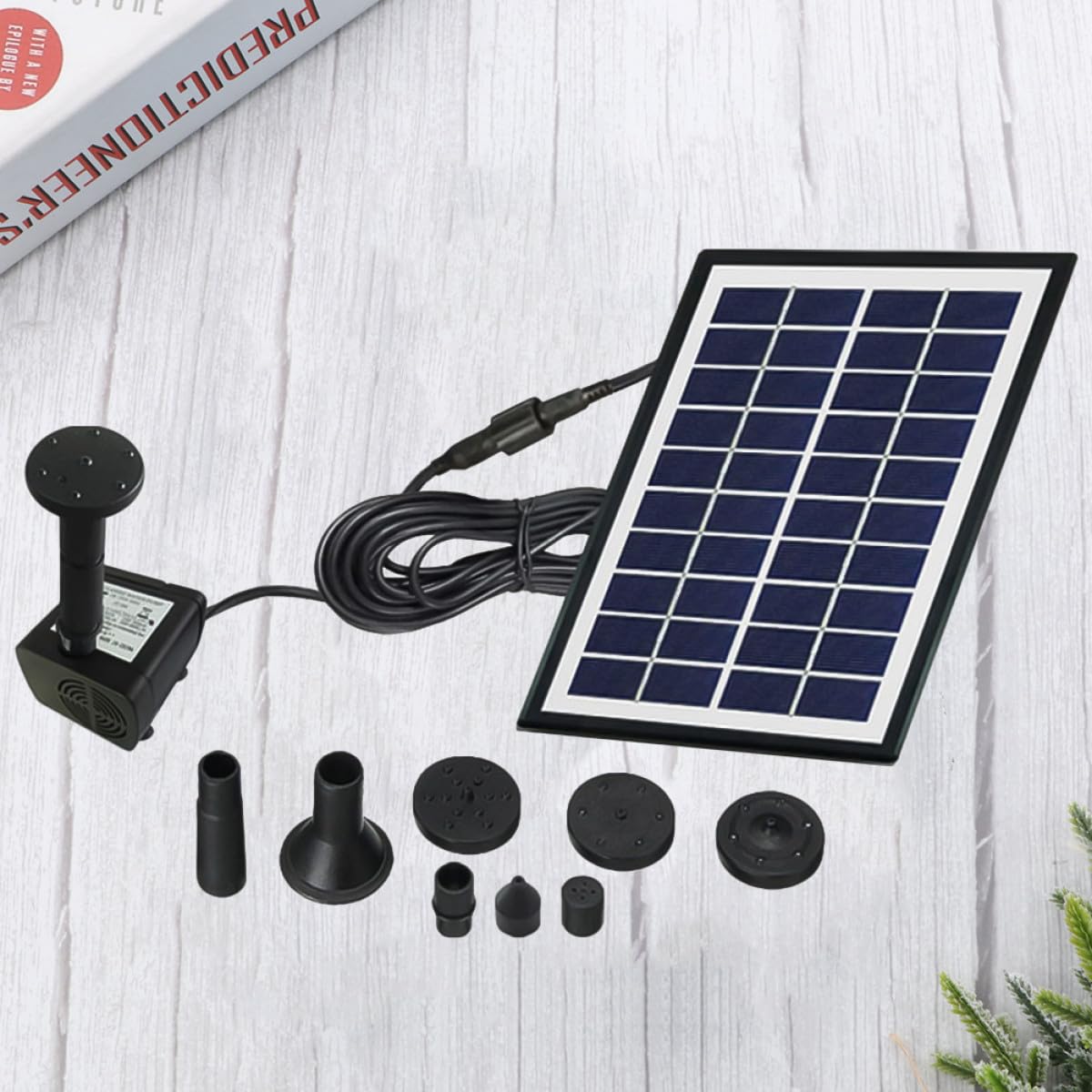 Pompa Fontana Solare da Giardino per Bagno degli Uccelli e Piccolo Laghetto, Flusso Massimo 300l/h, Materiale Abs, senza Batterie Né Cablaggio, Decorazione Esterna
