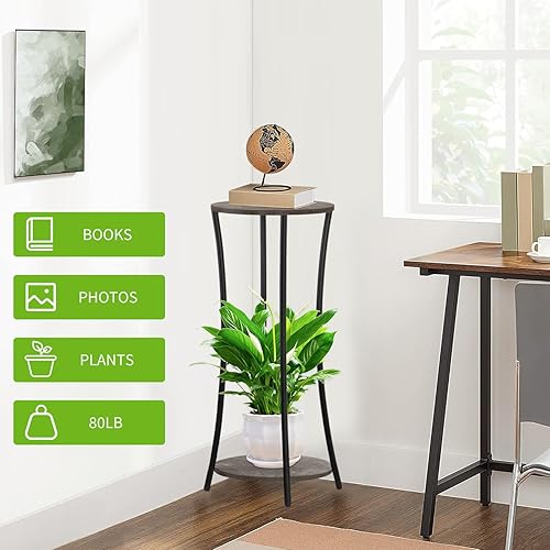 Miniatura 5 de YINMIT - Soporte para plantas de interior, estante de 2 niveles y redondo para macetas, estante para macetas de flores, estante de soportes