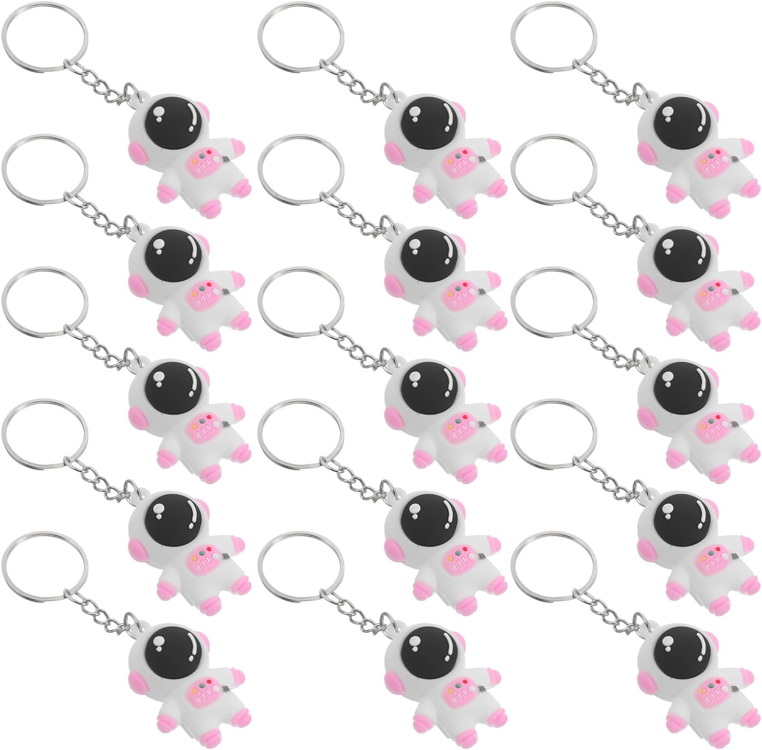 LOGOFUN 48pcs Astronaut Keychain Charms with Cute Cartoon Design for Backpack Decor Space Themed Party Favors Classroom Rewards Travel Presents