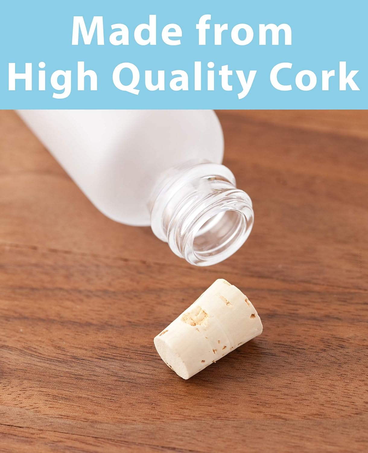 JUVITUS 1 oz / 30 ml Frosted Clear Glass Boston Round Empty Bottle Container with Cork Stopper Closure Top (12 pack) + Funnel