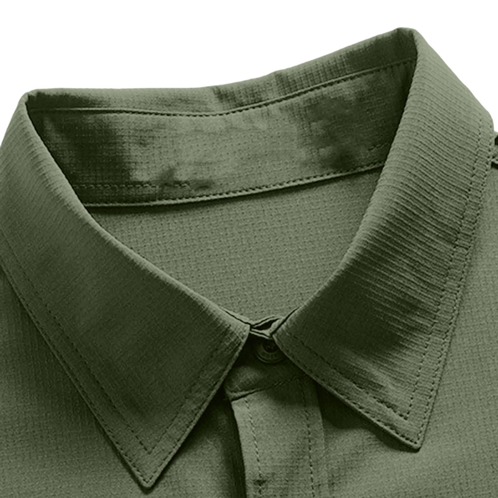Camisa Hombre de Trabajo Tallas Grandes Cuello Solapa Camisas de Exterior Senderismo Camping Secado Rápido Camiseta Deporte Manga Larga con Bolsillos Cómodo Transpirable Ropa Outdoor