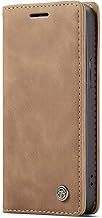 Leather Case for iPhone 13 Mini, Protective PU Leather Wallet Case, Magnetic Closure, Card Slots, Stand Function, Brown