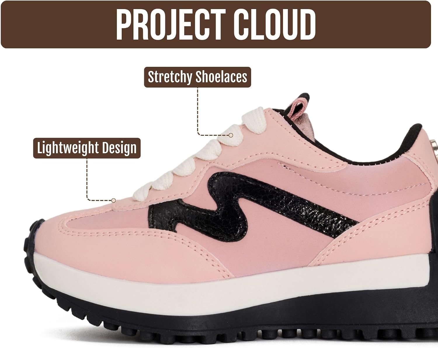 Trendy Sneakers for Girls with Stretch Laces Easy Slip in - Shoes for Girls