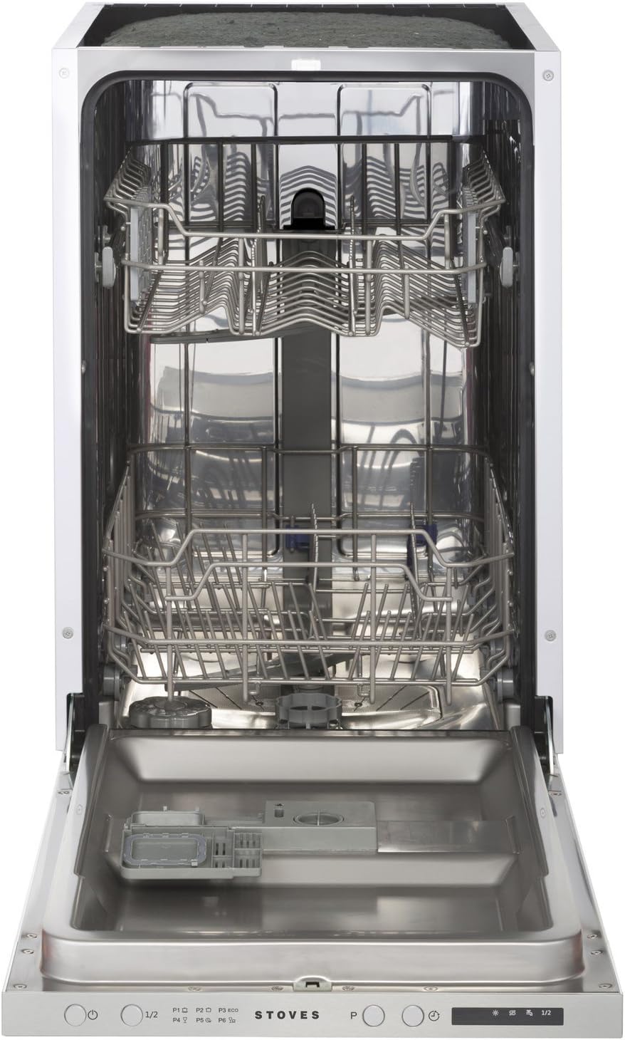 Stoves SDW45 Fully Integrated Slimline Dishwasher - Silver Control Panel with Fixed Door Fixing Kit [Energy Class A++]