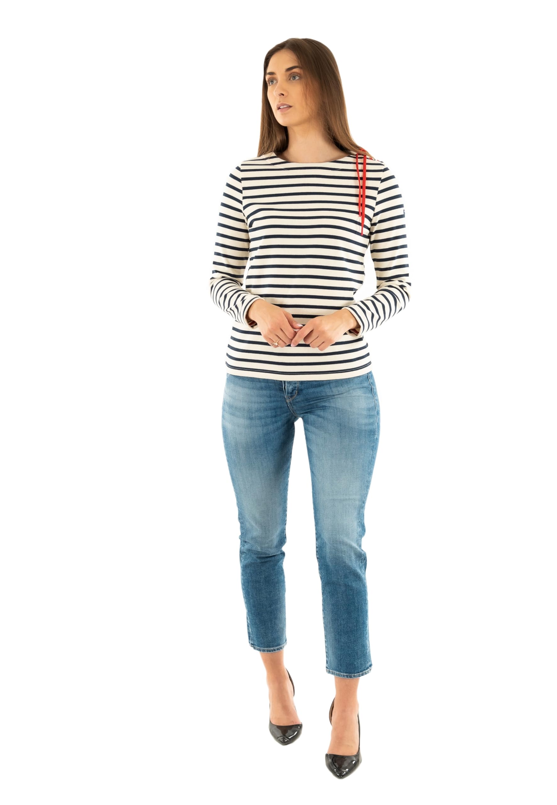 SAINTJAMES Pull Leger cavalaire Ecru/Marin/Tulipe