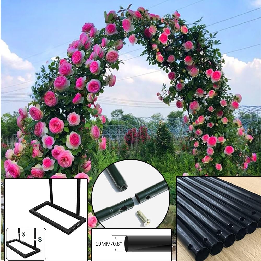 Arbor - Arco da giardino in metallo, traliccio per piante rampicanti, resistente alle intemperie, base durevole, dimensioni regolabili da 1,2 x 2,2 m a 3,5 x 2,2 m, elegante finitura nera