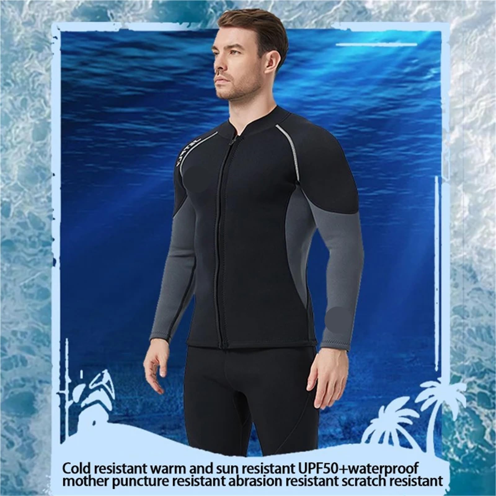 Muta da Sub Uomo Donna 3.0mm/2MM Neoprene Uomo Donna Muta Scuba Giacca con cerniera Pantaloni Costumi da bagno Pesca subacquea