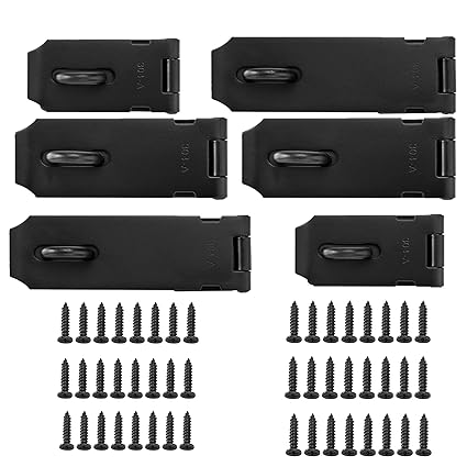 Tidorlou 6 Pack Mix Size Door Locks Hasp Latch, 3 inch 4inch 6 inch Padlock Hasp,Stainless Steel Safety Packlock Clasp,Gate Lock Hasp 304 Steel Brushed Finish Heavy Duty (Black)