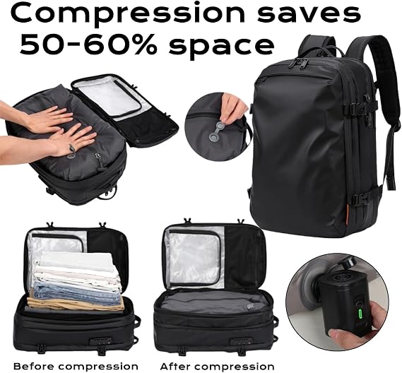 Vacpack Backpack,60L Expandable Backpack with Vacuum Compression (With Air Pump)